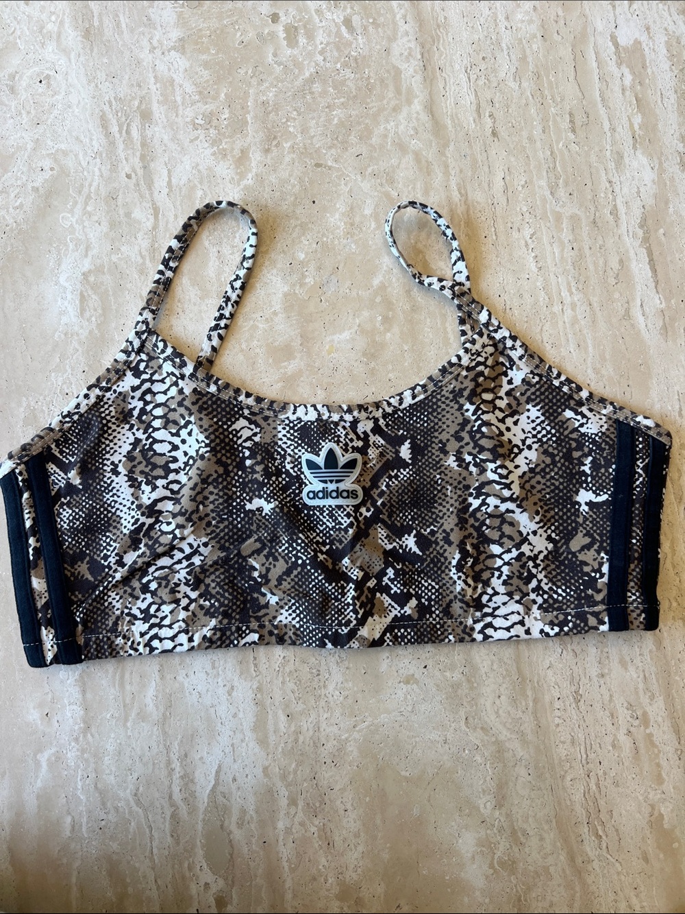 adidas Brown Snake-Print bra